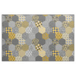 Patchwork Hexagons Yellow and Grey Fabric