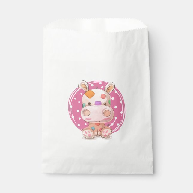 Patchwork Hippo Pink Favor Bag (Front)