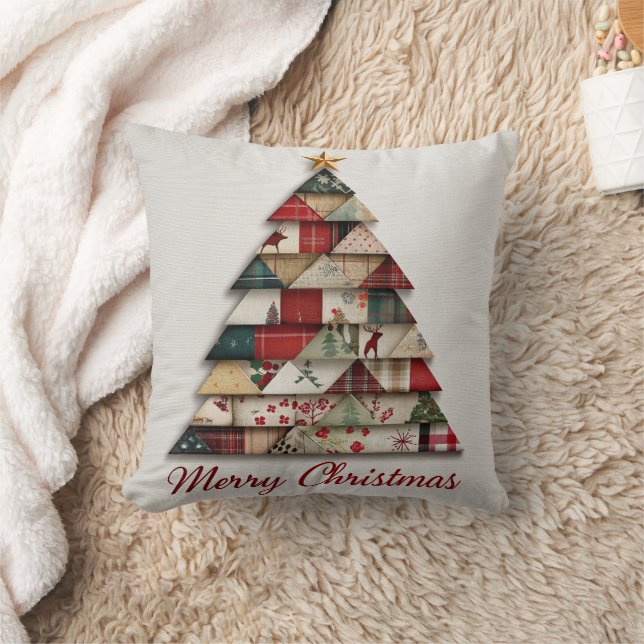 Patchwork Holiday Charm – Throw Pillow 🧵✨ (Blanket)