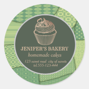 Patchwork Homemade cupcakes and sweets Classic Round Sticker
