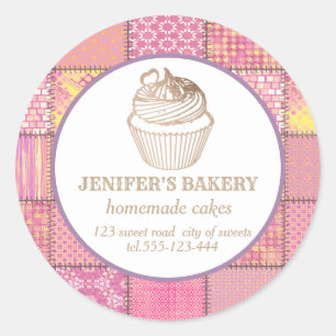 Patchwork Homemade cupcakes and sweets Classic Round Sticker