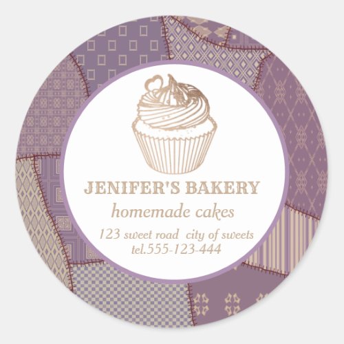 Patchwork Homemade cupcakes and sweets Classic Round Sticker