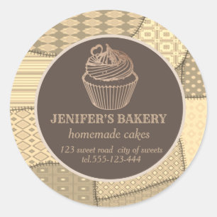 Patchwork Homemade cupcakes and sweets Classic Round Sticker