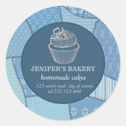 Patchwork Homemade cupcakes and sweets Classic Round Sticker