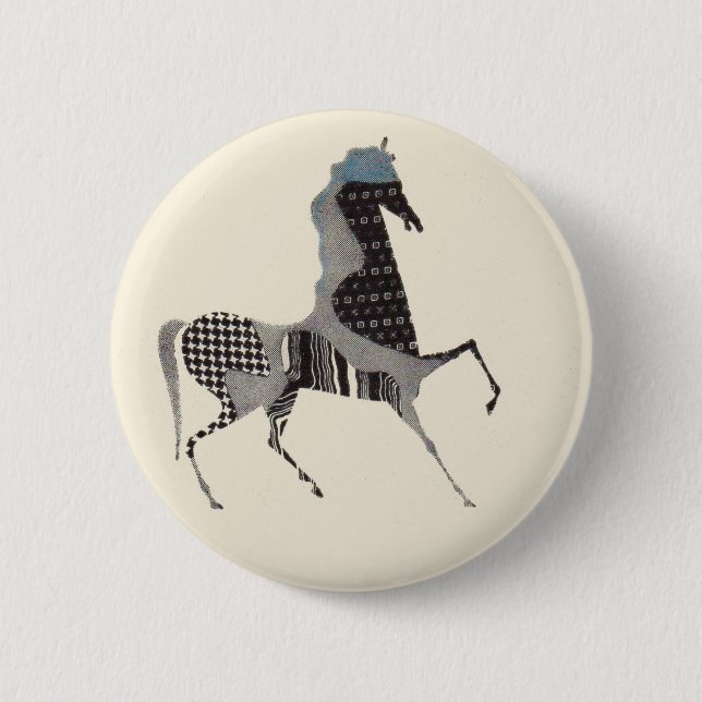  patchwork horse print button (Front)