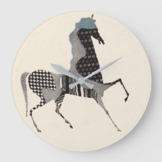  patchwork horse print large clock
