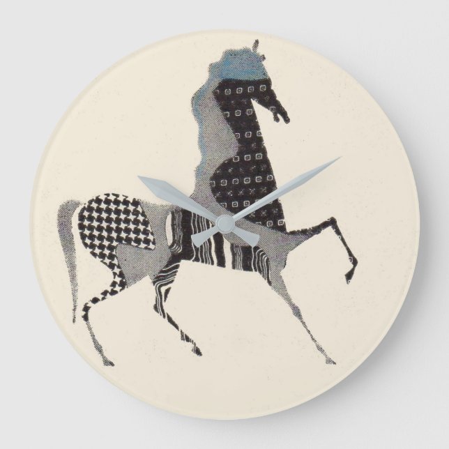  patchwork horse print large clock (Front)