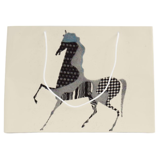  patchwork horse print large gift bag (Front)
