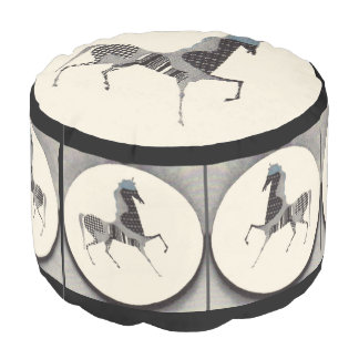 patchwork horse print pouf