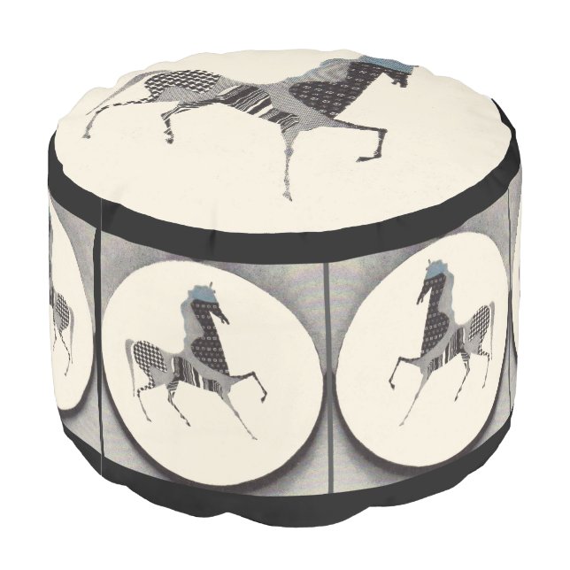  patchwork horse print pouf (Angled Back)