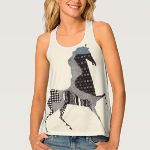 patchwork horse print tank top