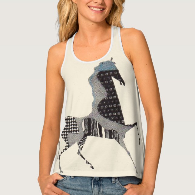 patchwork horse print tank top (Front)
