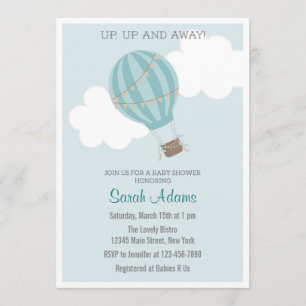 Patchwork Hot Air Balloon Baby Shower Invitation