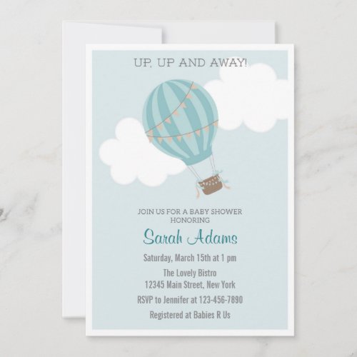 Patchwork Hot Air Balloon Baby Shower Invitation