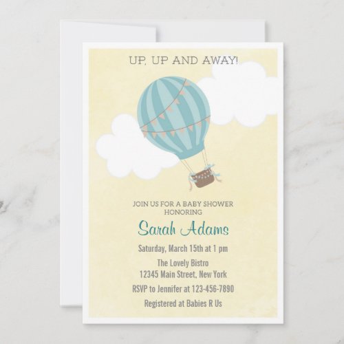 Patchwork Hot Air Balloon Baby Shower Invitation