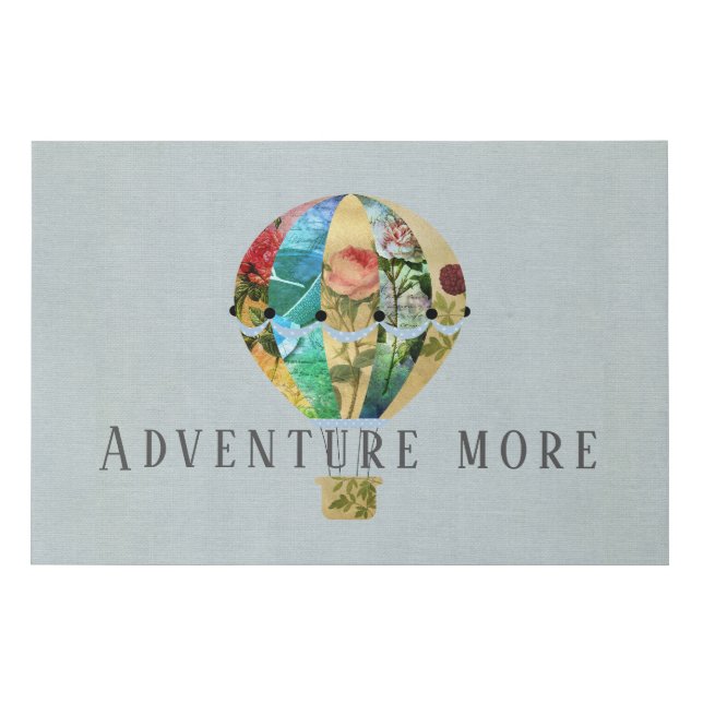 Patchwork Hot Air Balloon Faux Canvas Print (Front)
