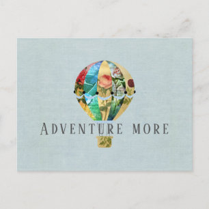 Patchwork Hot Air Balloon Postcard