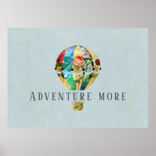 Patchwork Hot Air Balloon Poster