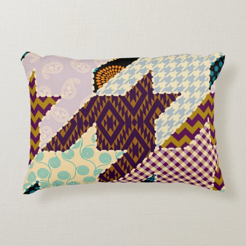 Patchwork Hounds_tooth Vintage Seamless Backgroun Accent Pillow