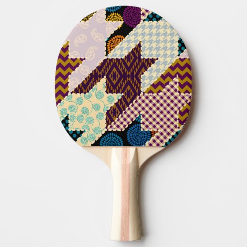 Patchwork Hounds_tooth Vintage Seamless Backgroun Ping Pong Paddle