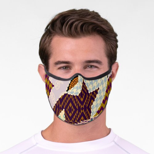 Patchwork Hounds_tooth Vintage Seamless Backgroun Premium Face Mask