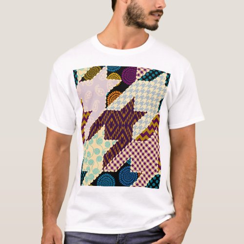 Patchwork Hounds_tooth Vintage Seamless Backgroun T_Shirt