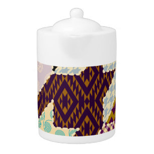 Patchwork Hounds-tooth: Vintage Seamless Backgroun Teapot