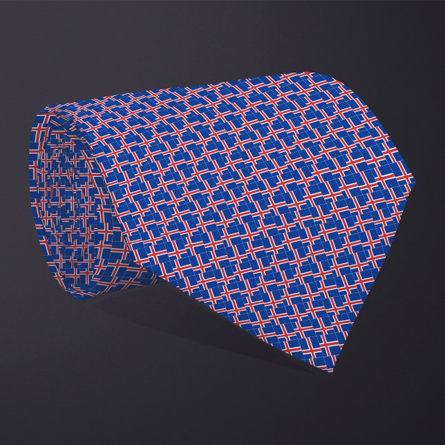 Patchwork Iceland Flag Pattern  Neck Tie (Creator Uploaded)