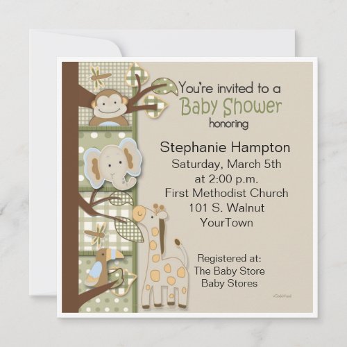 Patchwork in Greens Baby Shower Invitation