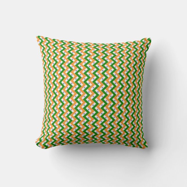 Patchwork India Flag Pattern  Throw Pillow (Front)