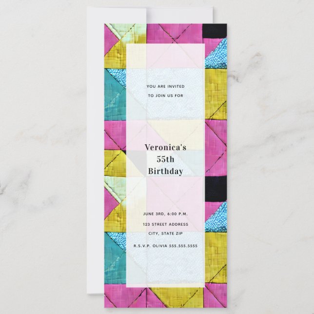 Patchwork Inspired Generic All Purpose Party Invitation (Front)