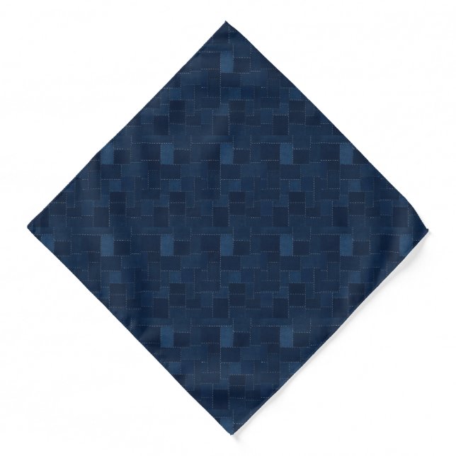 Patchwork Japanese Boro Pocket Square Bandana (Front)