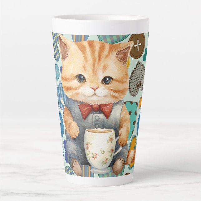 Patchwork Kitty  Latte Mug (Front)