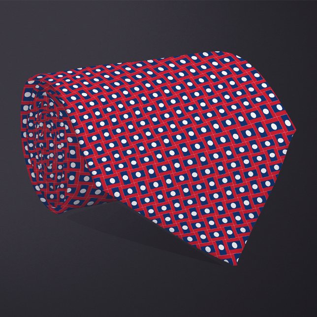 Patchwork Laos Flag Pattern  Neck Tie (Creator Uploaded)