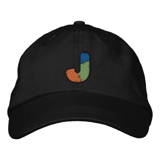 Patchwork Letter J Embroidered Baseball Hat (Front)