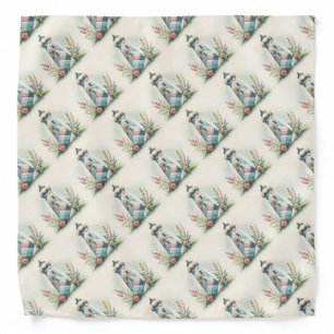Patchwork Lighthouse Coastal Floral Scene Bandana