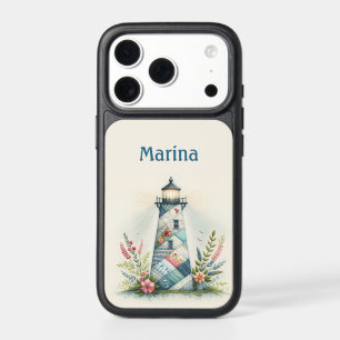 Patchwork Lighthouse Coastal Floral Scene iPhone 17 Pro Case
