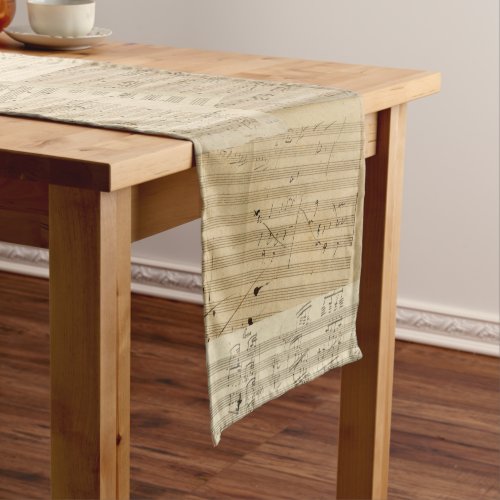 Patchwork Look Beethoven Musical Manuscripts Long Table Runner