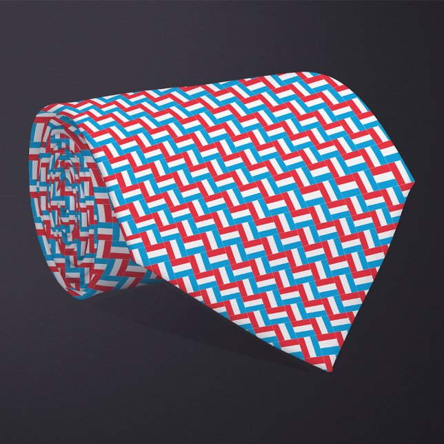 Patchwork Luxembourg Flag Pattern  Neck Tie (Creator Uploaded)