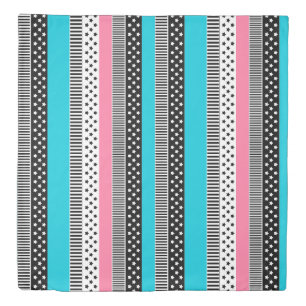 Patchwork made of multi-colored strips of fabric i duvet cover