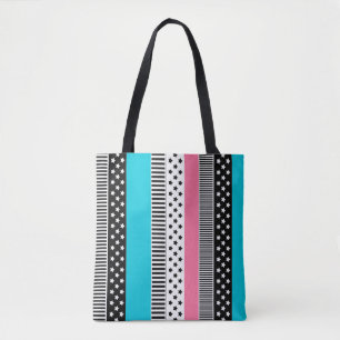 Patchwork made of multi-colored strips of fabric i tote bag