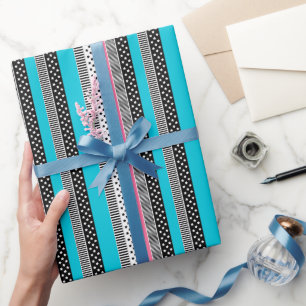 Patchwork made of multi-colored strips of fabric i wrapping paper