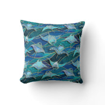 Patchwork Manta Rays in Sapphire Turquoise Blue