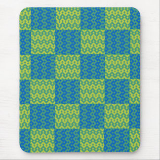 Patchwork Mousepad, Blue and Green Geometric Mouse Pad