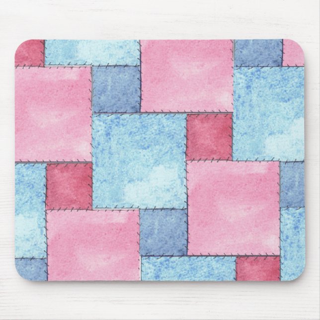 Patchwork Mousepad, Pinks, Blues Mouse Pad (Front)