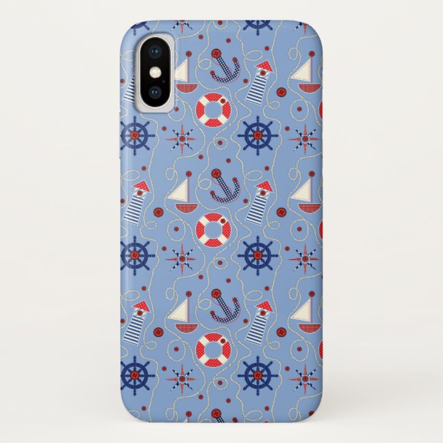 Patchwork Nautical Design Case-Mate iPhone Case (Back)