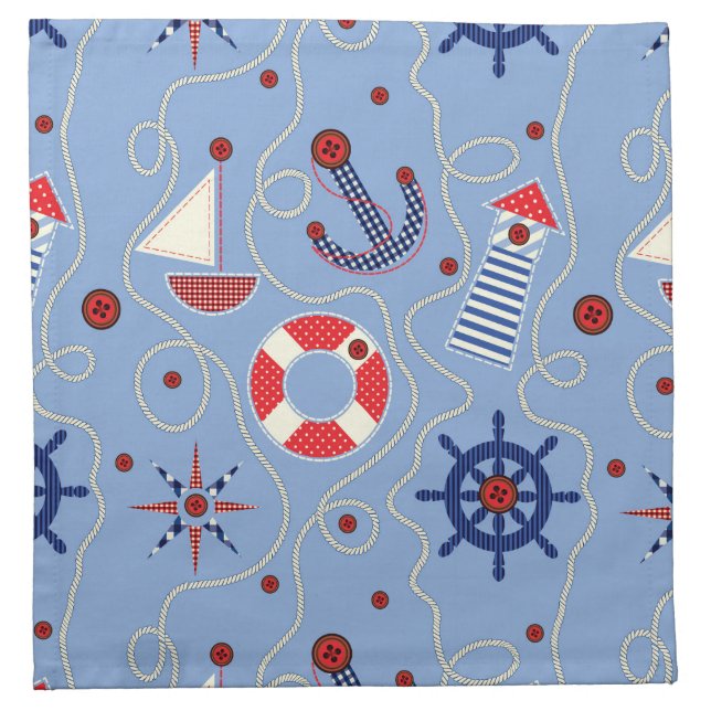 Patchwork Nautical Design Cloth Napkin (Front)