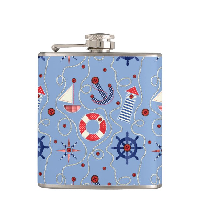 Patchwork Nautical Design Flask (Front)