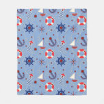 Patchwork Nautical Design Fleece Blanket