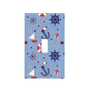 Patchwork Nautical Design Light Switch Cover